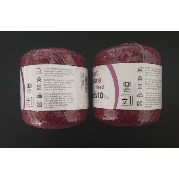 Aunt Lydias Cotton Crochet Thread Classic 10 Burgundy 0492 - Set of 2 - New - Picture 2 of 7